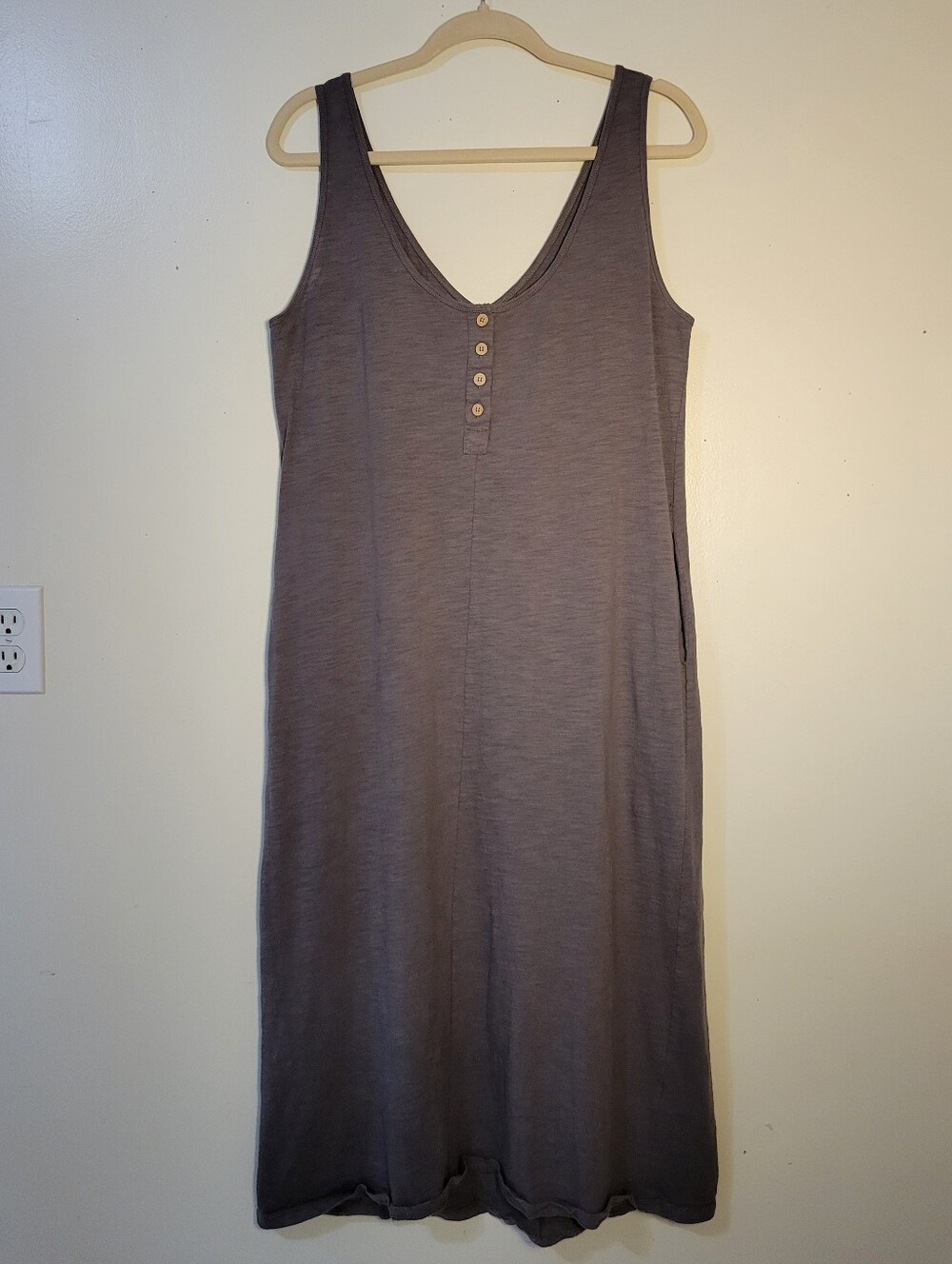 Wishlist (Women's L) 100% Cotton Gray Sleeveless Midi Tank Dress